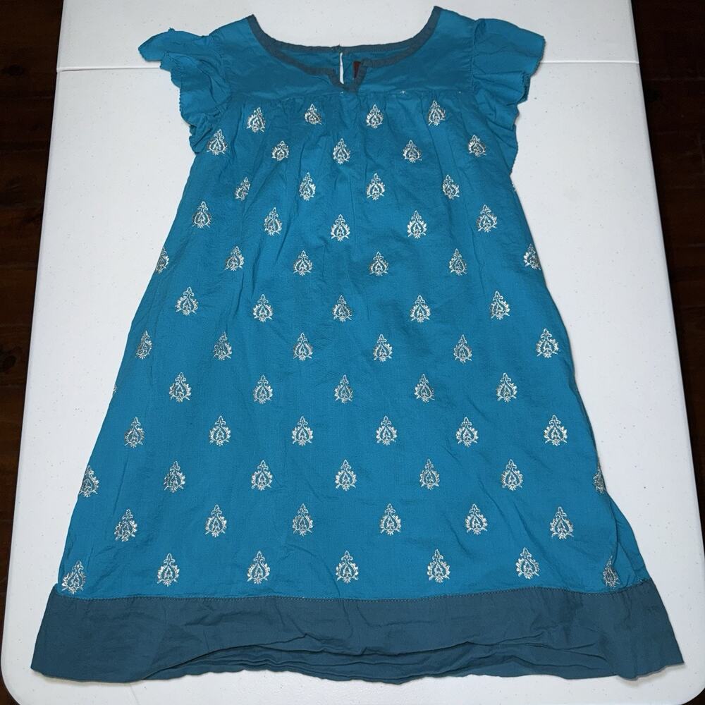 Tea Collection Girl’s Hill Palace Embroidered Dress Blue Size 7